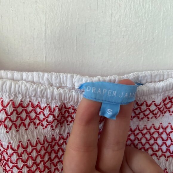 Draper James Camellia Top Womens Small Smocked Peplum Embroidered Square Neck - Picture 4 of 6